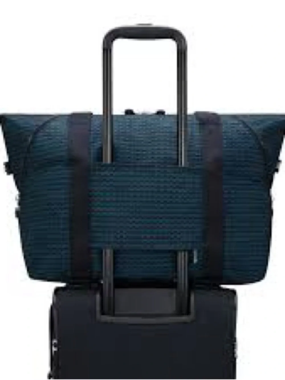 Kipling Art Medium Printed Tote Bag Navy Patterned Travel Tote with Luggage Slee